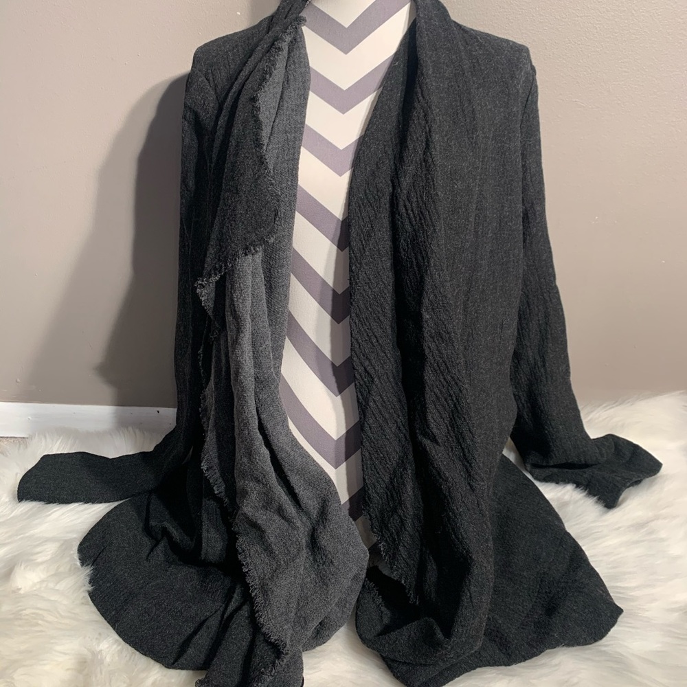 Isda & Co Size 1X Open Front Gray Long Sleeve